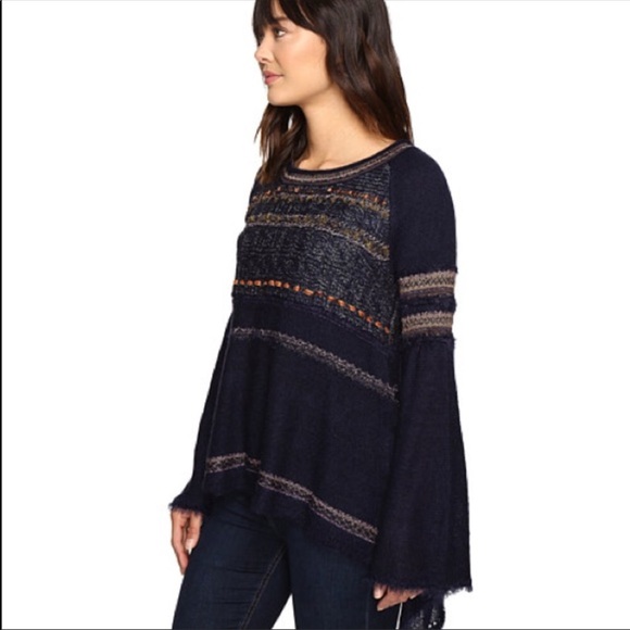 Free People Sweaters - Free People Navy bell sleeve top size small